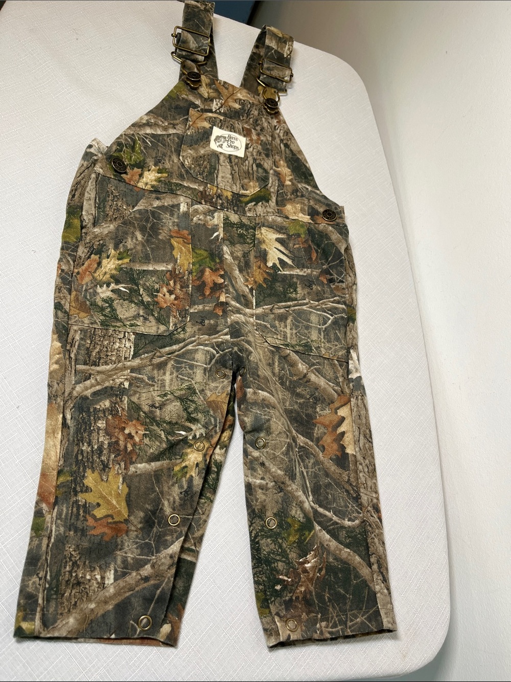 Bass Pro Shops Brown & Green Camo Kids Overalls
9 - 12 months